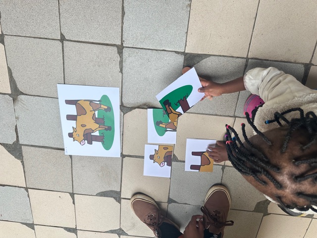 Child working on puzzles